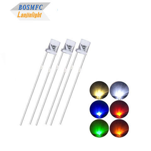 フラットトップ 水透明レンズ 5mm 赤,緑,青 多機能 0.06W 実用光二極管