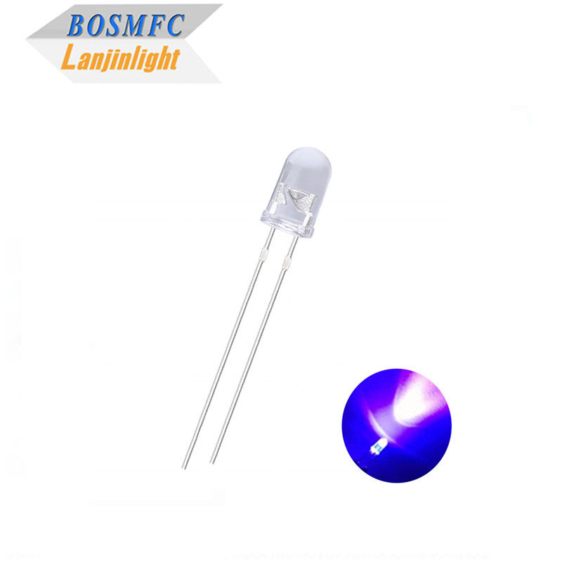 ラウンドヘッド 5mm 紫外線 LED 385nm 395nm UVライト 蚊対策用水透明レンズ