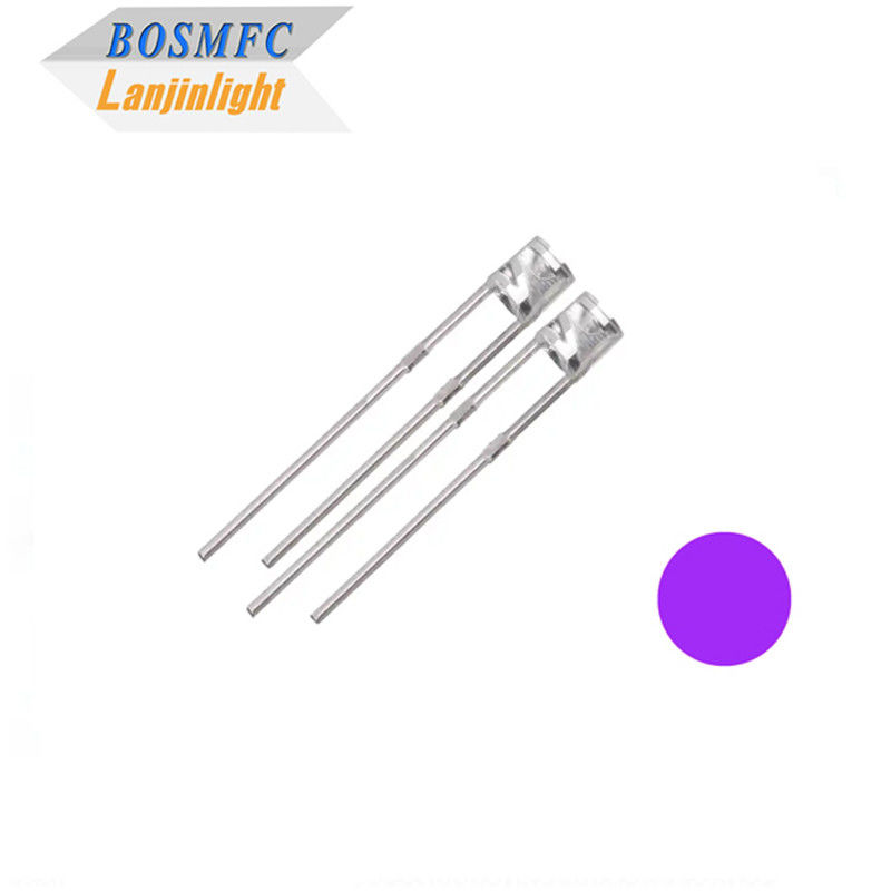 フラットトップUVLEDチップダイオード 3mm Through Hole 365nm 宝石検出用