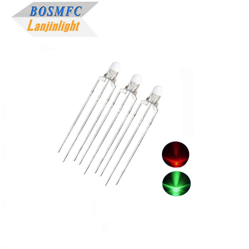 バイカラー 3mm Through Hole LED 多機能 20mA 赤と緑の光